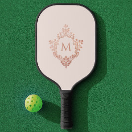Monogram Roze Roze Goud Elegante Vintage Wapen Pickleball Paddle