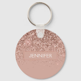 Monogram Roze Roze Goud Glitter & Glans Sleutelhanger