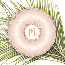 Monogram roze roze goud glitters donut script ronde kartonnen onderzetter