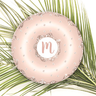 Monogram roze roze goud glitters donut script ronde kartonnen onderzetter