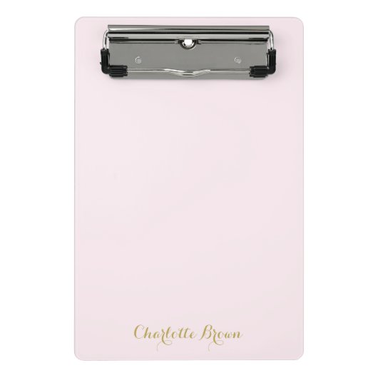 Monogram Roze Roze Goud Modern Minimalistisch Mini Klembord (Voorkant)
