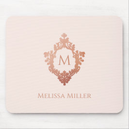 Monogram Roze Roze Gouden Kuif Naam Elegant Muismat