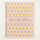 Monogram roze roze goudnaam Polka Dot Planner (Voorkant)