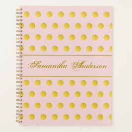Monogram roze roze goudnaam Polka Dot Planner