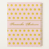 Monogram roze roze goudnaam Polka Dot Planner (Achterkant)