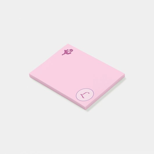 Monogram Roze Roze L Post-it® Notes (Schuin)