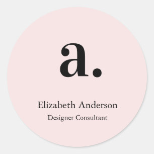 Monogram Roze Roze Modern Minimalistisch Vrouwelij Ronde Sticker