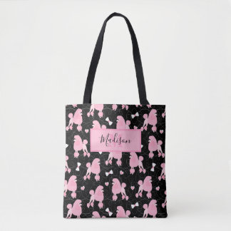 Monogram roze roze roodroze roze roodroze roestbon tote bag