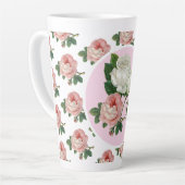 Monogram  Roze Roze Roze Floral a Chic Latte Mok (Linkerhoek)