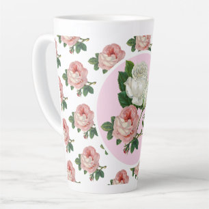 Monogram  Roze Roze Roze Floral a Chic Latte Mok