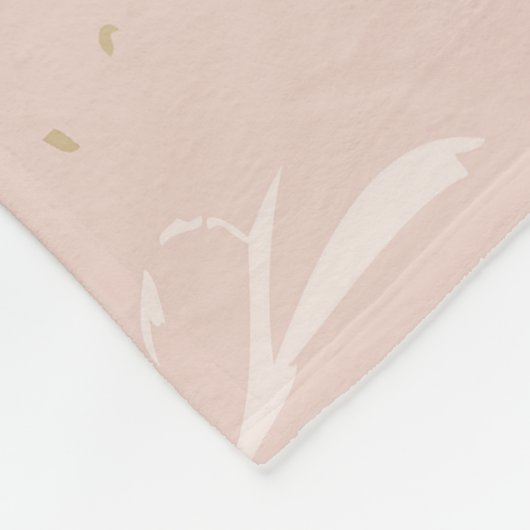 Monogram roze roze roze goudblaasbladeren fleece deken (Hoek)
