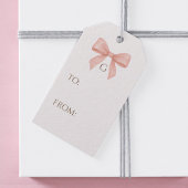 Monogram Roze Roze Strik Waterverf Cadeaulabel