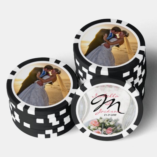Monogram  roze roze weddenschap poker chips (Opstapeling)