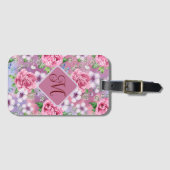 Monogram Roze Rozen Bagagelabel (Voorkant (horizontaal))