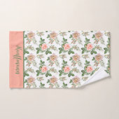 Monogram roze Rozen bloemen Bad Handdoek (Handdoek)