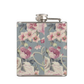 Monogram  roze rozen en parelharten heupfles (Achterkant)