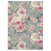 Monogram  roze rozen en parelharten klembord (Achterkant)