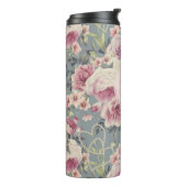 Monogram  roze rozen en parelharten thermosbeker (Gedraaid links)