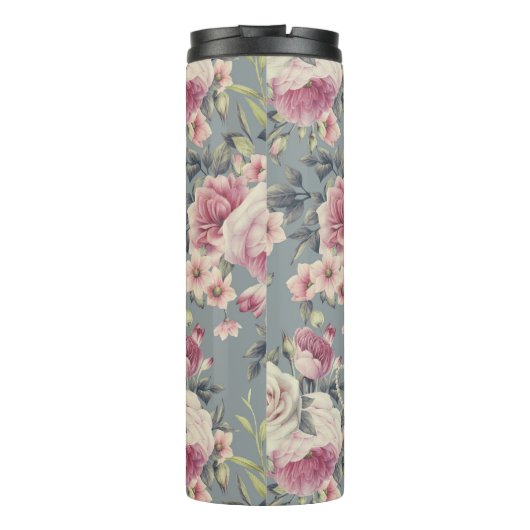 Monogram  roze rozen en parelharten thermosbeker (Achterkant)