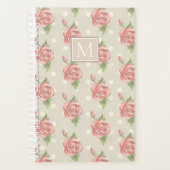 Monogram roze rozen en Stippen Planner (Voorkant)