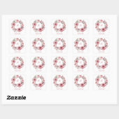 Monogram Roze Rozen Groen Waterverf Bruiloft Vierkante Sticker (Vel)
