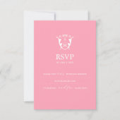 Monogram Roze RSVP-kaart Bruiloft Website RSVP Kaartje (Voorkant)