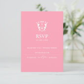 Monogram Roze RSVP-kaart Bruiloft Website RSVP Kaartje (Staand voorkant)