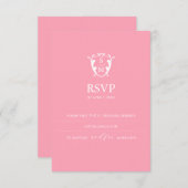 Monogram Roze RSVP-kaart Bruiloft Website RSVP Kaartje (Voorkant / Achterkant)