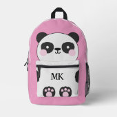 Monogram Roze Schattige Panda Kinder Bedrukte Rugzak (Voorkant)