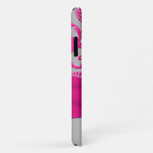 Monogram roze, Silver Damask iPhone 11 hoesje (Achterkant/rechts)