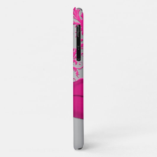 Monogram roze, Silver Damask iPhone 11 hoesje (Achterkant/links)