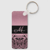 Monogram  Roze Sleutelhanger Glitter (Achterkant)