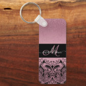 Monogram  Roze Sleutelhanger Glitter (Voorkant)