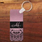 Monogram  Roze Sleutelhanger Glitter (Achterkant)