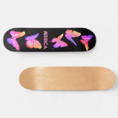 Monogram roze stekelstaartje persoonlijk skateboard (Horizontaal)