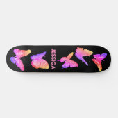 Monogram roze stekelstaartje persoonlijk skateboard (Horizontaal)