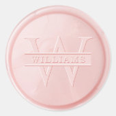 Monogram roze Sticker met waszegel (Voorkant)