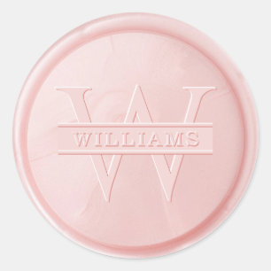 Monogram roze Sticker met waszegel