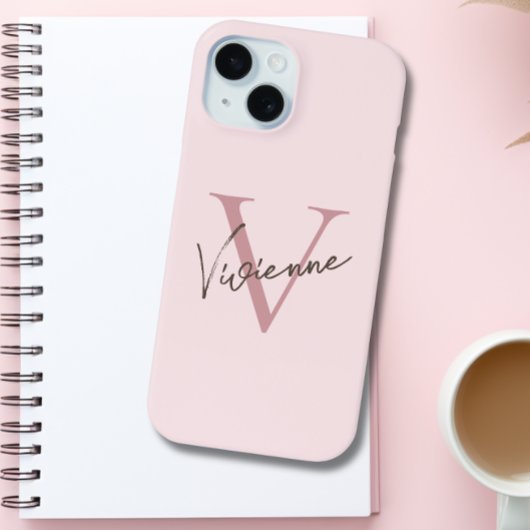 Monogram Roze Stijlvolle Esthetische Minimalist Case-Mate iPhone Case