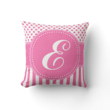 Monogram Roze Stippen en Stripes Sierkussen