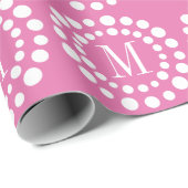 Monogram Roze - Stippen Inpakpapier (Rol Hoek)