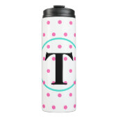 Monogram Roze Stippen Thermosbeker (Voorkant)