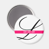 Monogram Roze Streep Bewaar de Datummagneet Magneet (Voorkant / Achterkant)