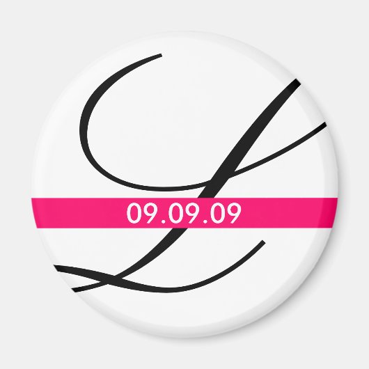 Monogram Roze Streep Bewaar de Datummagneet Magneet (Voorkant)