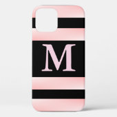 Monogram roze streep Case-Mate iPhone case (Achterkant)