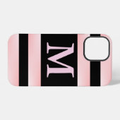 Monogram roze streep iPhone hoesje (Achterkant horizontaal)