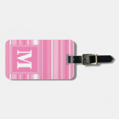 Monogram roze strepen bagagelabel (Voorkant horizontaal)