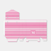 Monogram roze strepen bedankdoosjes (Uitgevouwen)