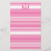 Monogram roze strepen briefpapier (Voorkant)