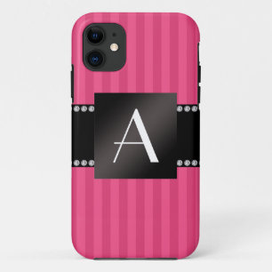 Monogram roze strepen iPhone 11 hoesje